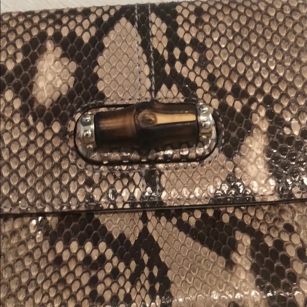 Vintage Gucci brown/beige Python bamboo clutch bag - Picture 5 of 14